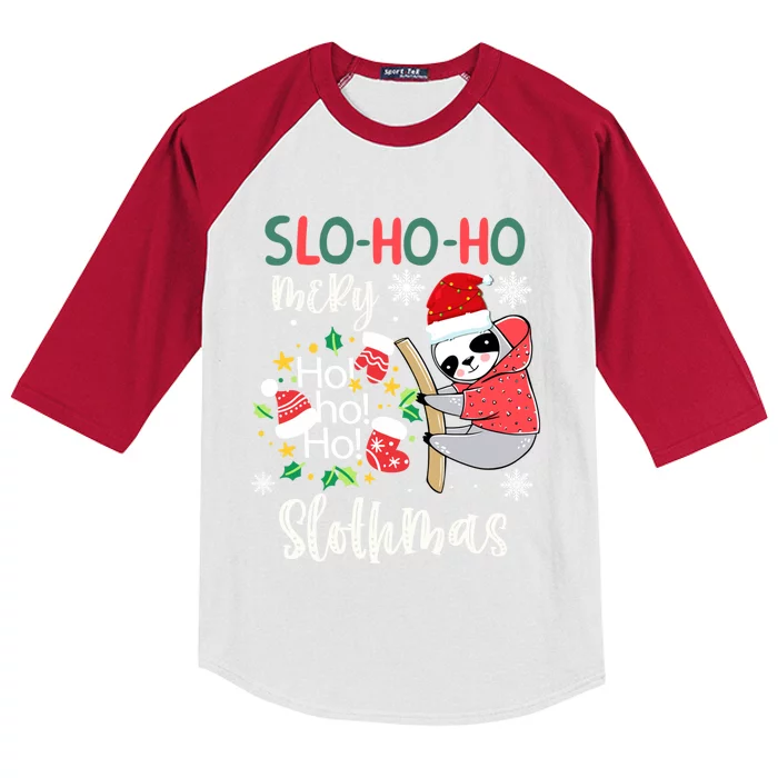 Merry Slothmas Cute Sloth Christmas Gift Kids Colorblock Raglan Jersey