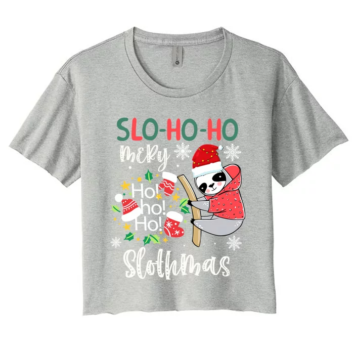 Merry Slothmas Cute Sloth Christmas Gift Women's Crop Top Tee