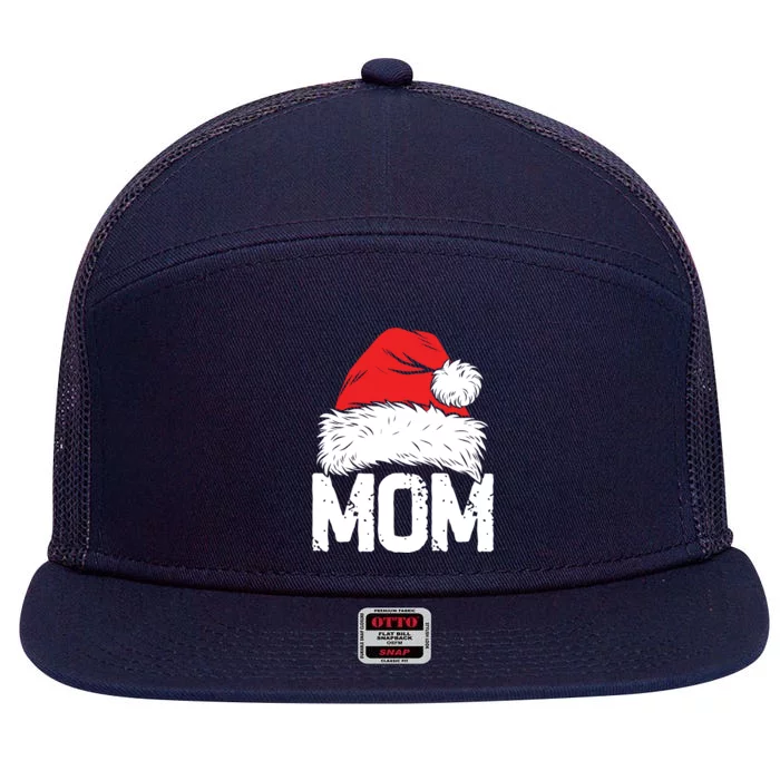 Mom Santa Christmas Family Matching Pajamas Mama Xmas Funny Gift Meaningful Gift 7 Panel Mesh Trucker Snapback Hat