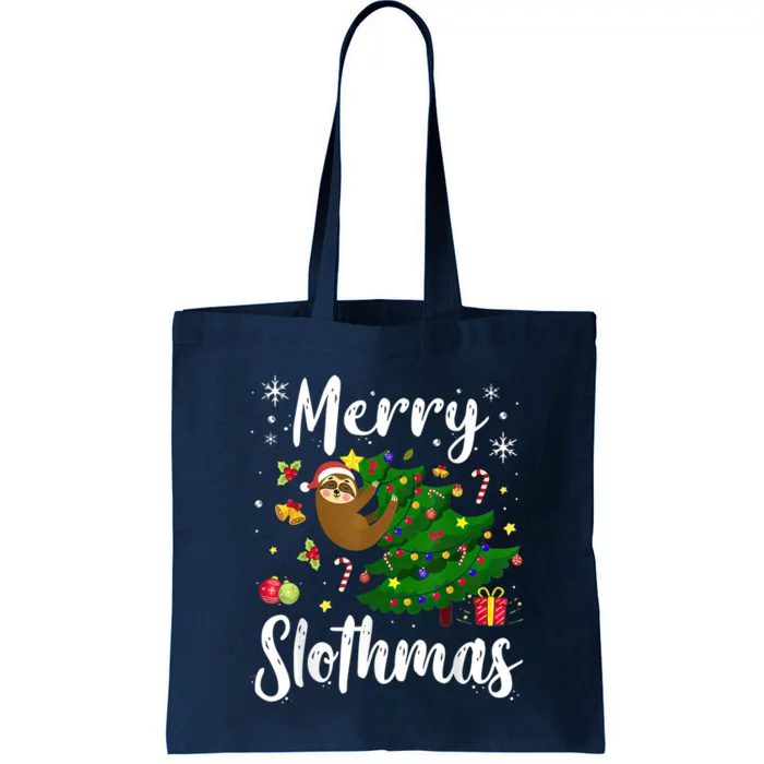 Merry Slothmas Christmas Sloth Lover Xmas Pajamas Christmas Tote Bag