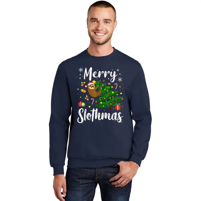 Merry Slothmas Christmas Sloth Lover Xmas Pajamas Christmas Tall Sweatshirt