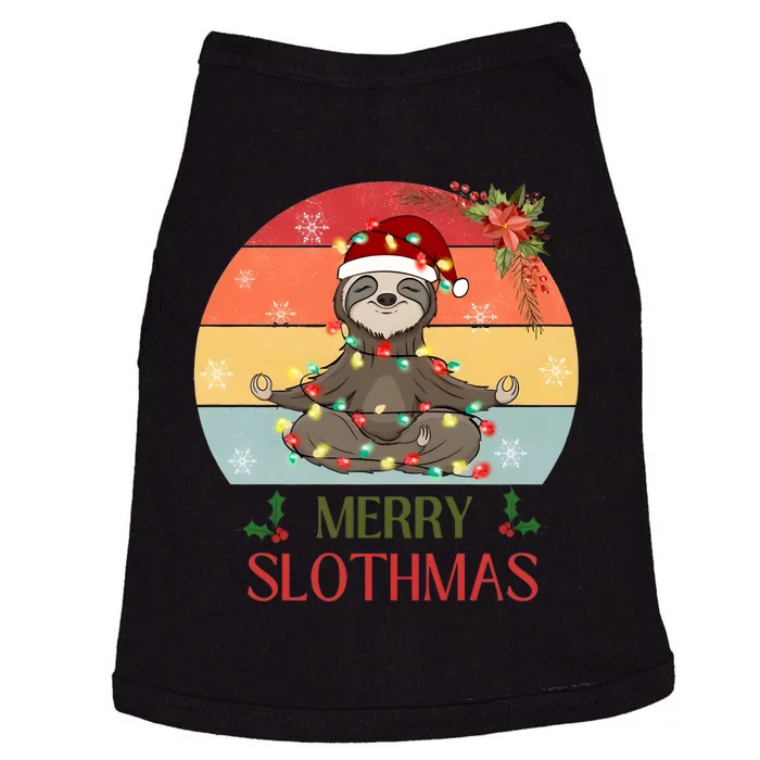 Merry Slothmas Christmas Sloth Yoga Holiday Season Funny Vintage Doggie Tank