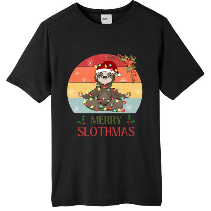 Merry Slothmas Christmas Sloth Yoga Holiday Season Funny Vintage ChromaSoft Performance T-Shirt