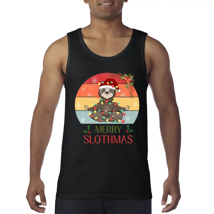 Merry Slothmas Christmas Sloth Yoga Holiday Season Funny Vintage Tank Top