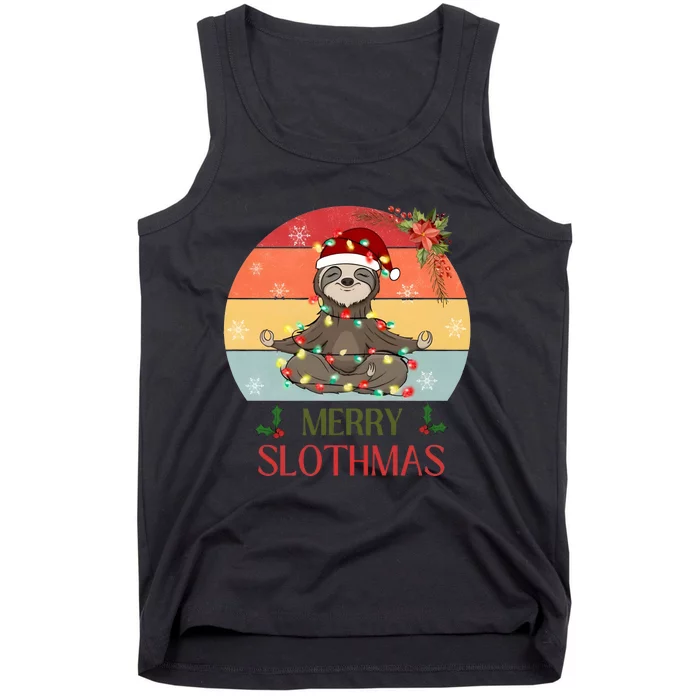 Merry Slothmas Christmas Sloth Yoga Holiday Season Funny Vintage Tank Top