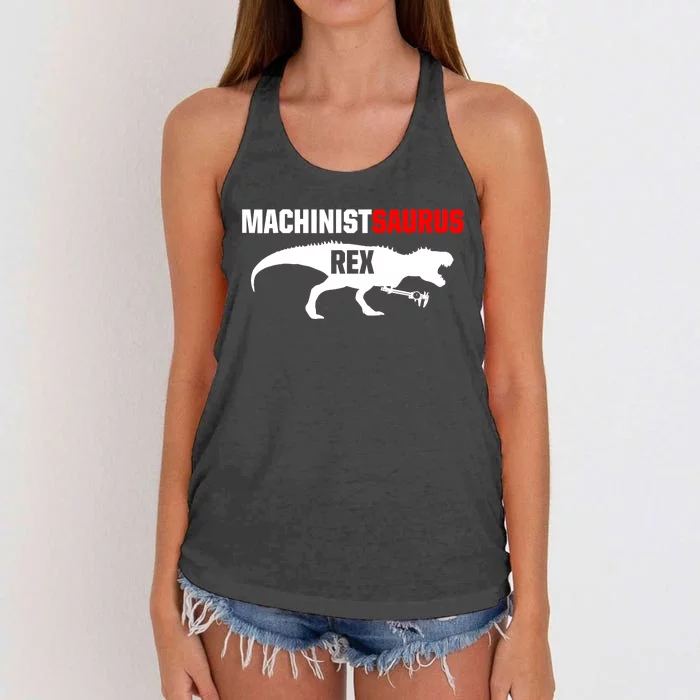 Machinist SaurusRex CNC Machine Operator Machining Women's Knotted Racerback Tank