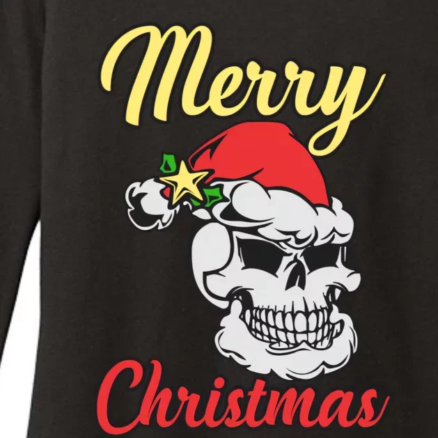 Merry Skull Chirstmas Womens CVC Long Sleeve Shirt