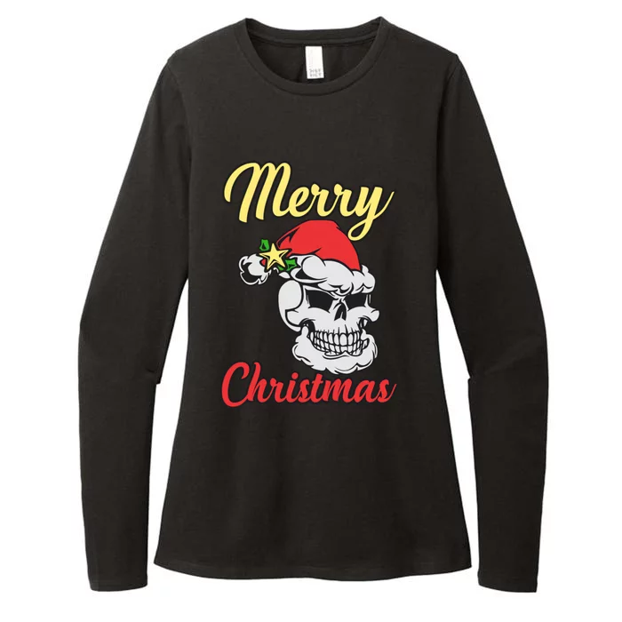 Merry Skull Chirstmas Womens CVC Long Sleeve Shirt