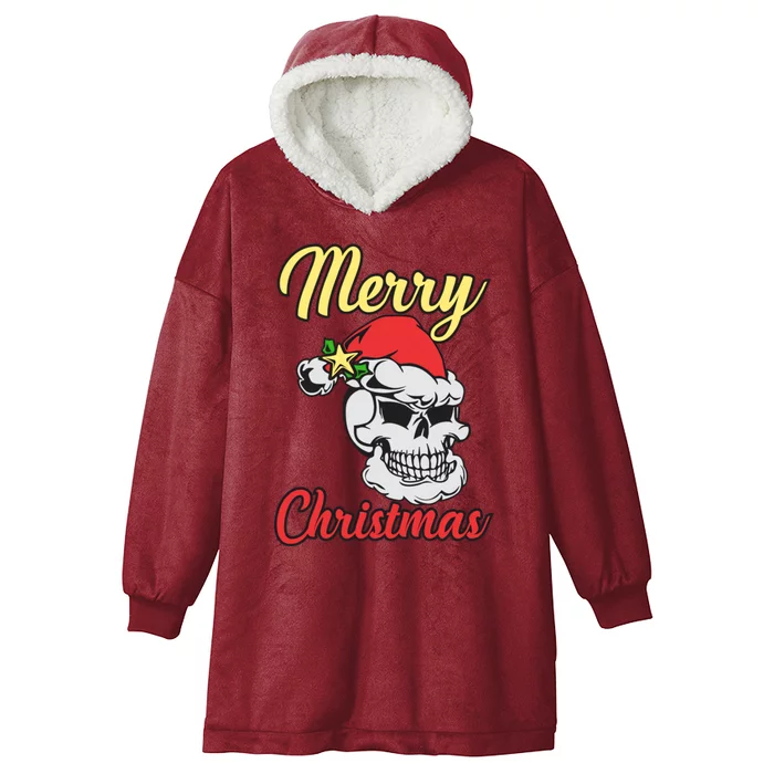 Merry Skull Chirstmas Hooded Wearable Blanket