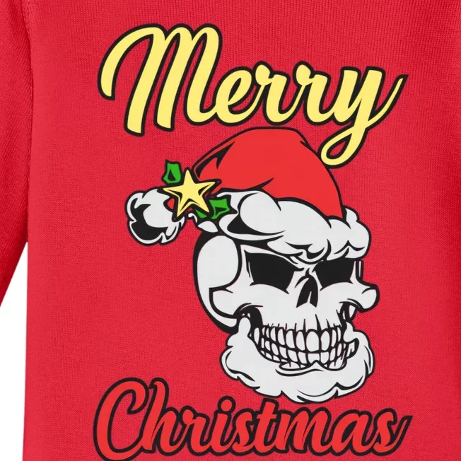 Merry Skull Chirstmas Baby Long Sleeve Bodysuit