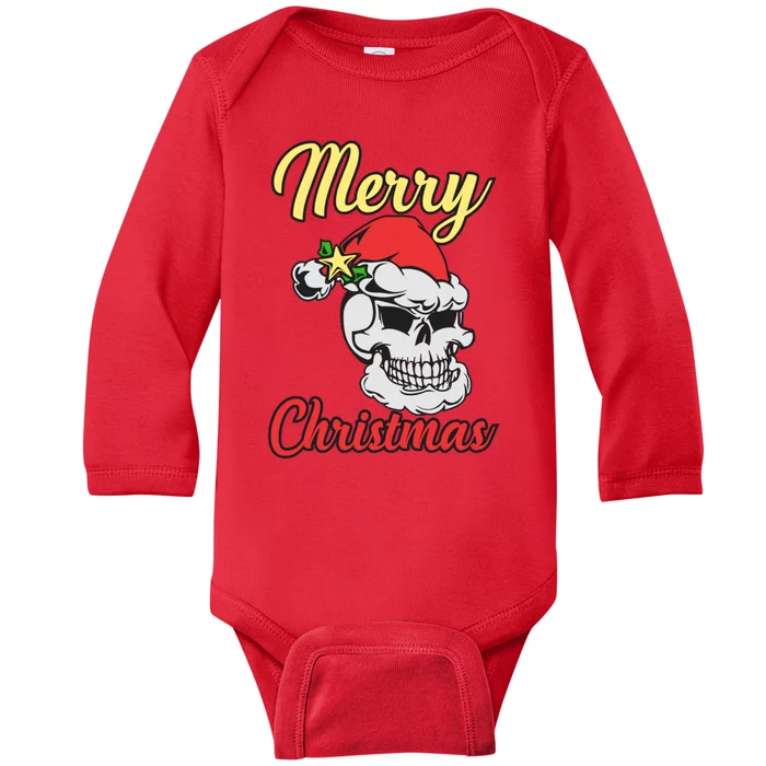 Merry Skull Chirstmas Baby Long Sleeve Bodysuit