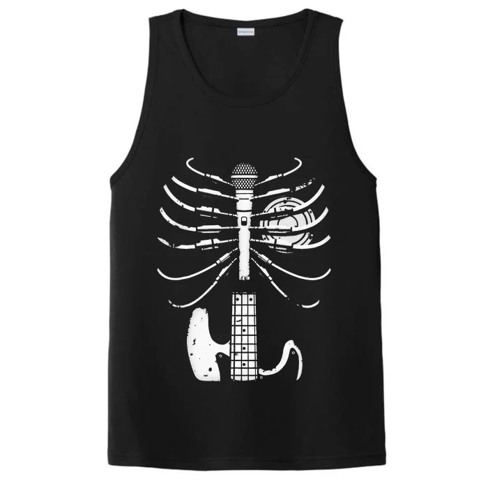 Music Skeleton Cool Guitar Microphone Speaker Heart Musician Performance Tank