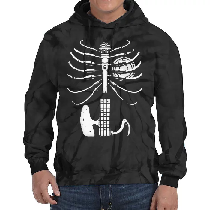 Music Skeleton Cool Guitar Microphone Speaker Heart Musician Tie Dye Hoodie