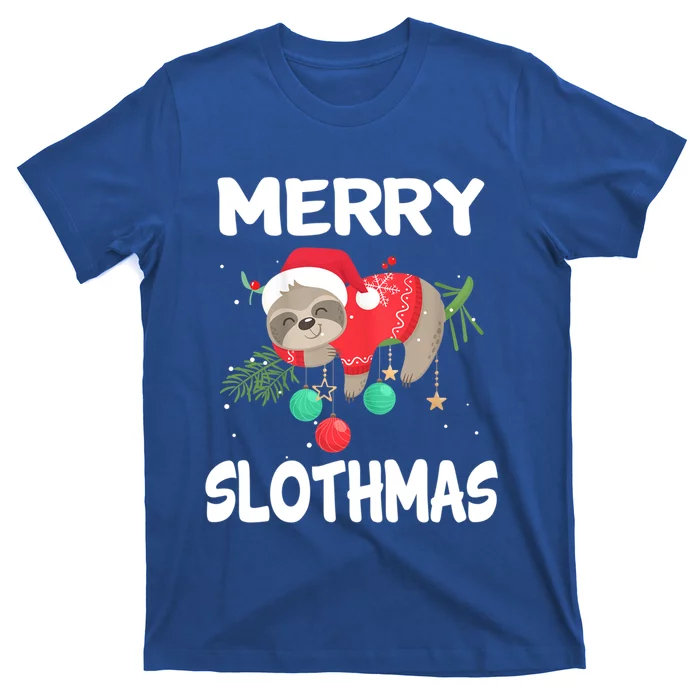 Merry Slothmas Cute Sloth Wear Santa Hat Cute Christmas Great Gift T-Shirt