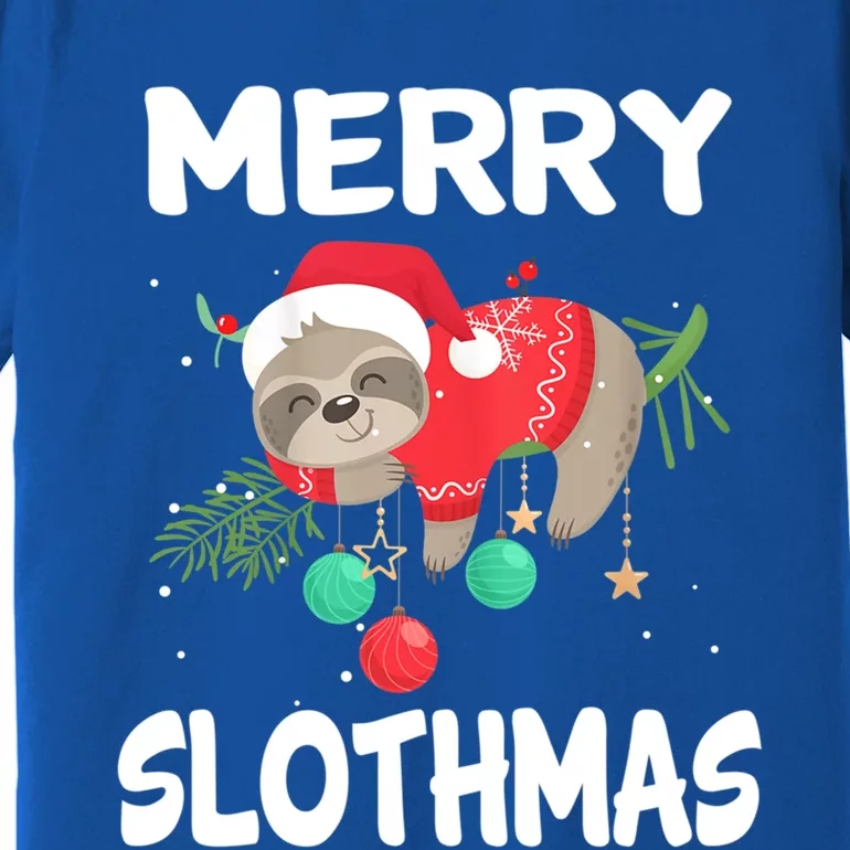 Merry Slothmas Cute Sloth Wear Santa Hat Cute Christmas Great Gift Premium T-Shirt