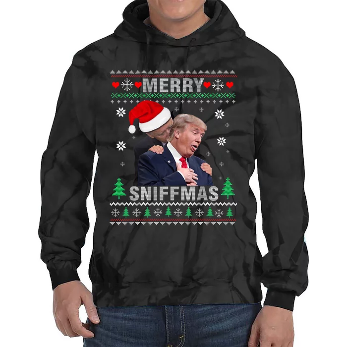 Merry Sniffmas Christmas Anti Biden Ugly Christmas Sweater Tie Dye Hoodie