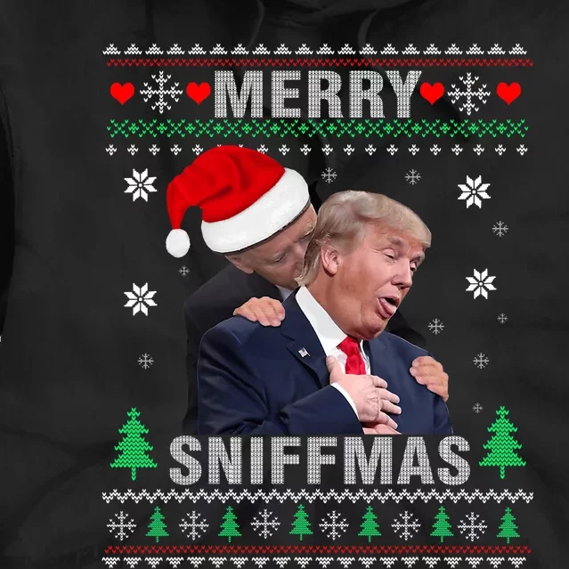 Merry Sniffmas Christmas Anti Biden Ugly Christmas Sweater Tie Dye Hoodie