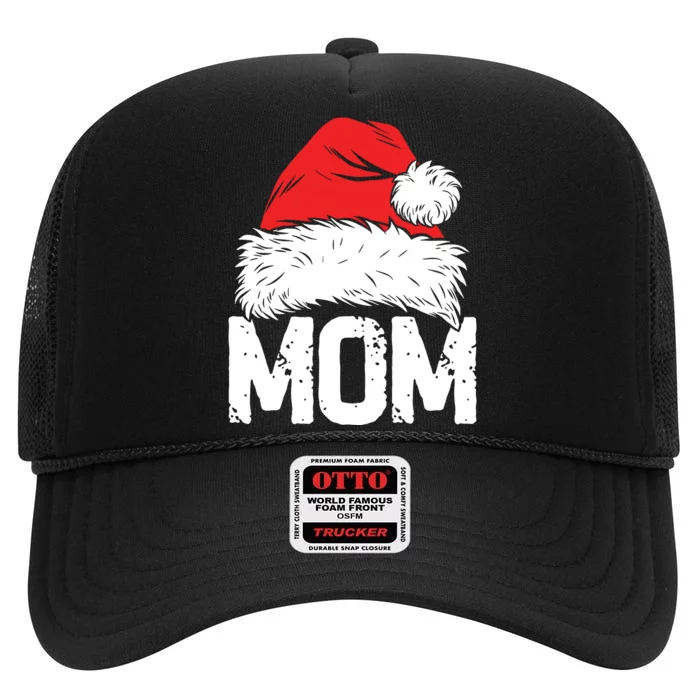 Mom Santa Christmas Family Matching Pajamas Mama Xmas Mother High Crown Mesh Trucker Hat