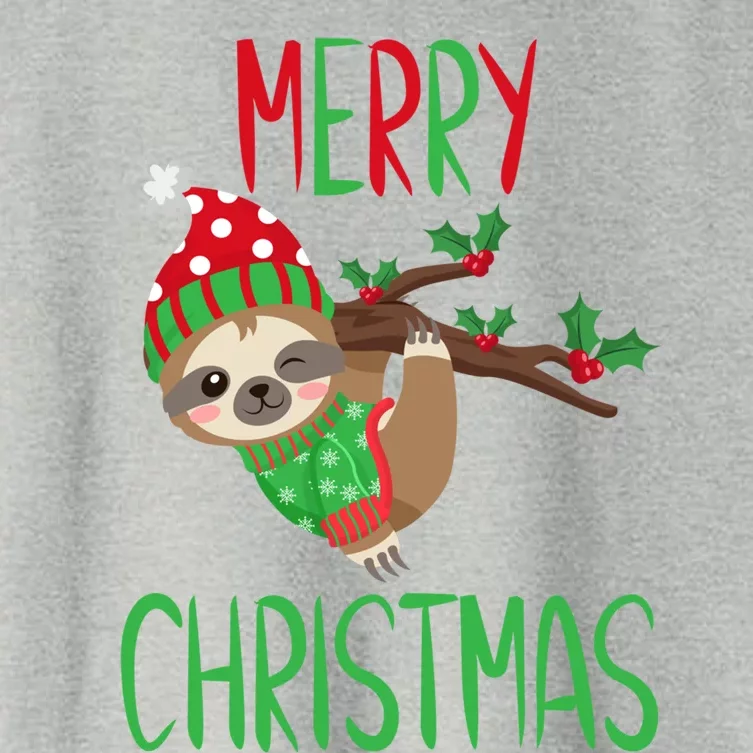 Merry Slothmas Christmas Pajama For Sloth Lovers Gift Women's Crop Top Tee