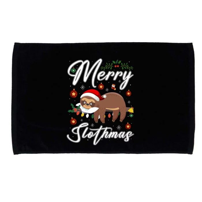 Merry Slothmas Christmas Pajama For Sloth Lovers Gift Microfiber Hand Towel