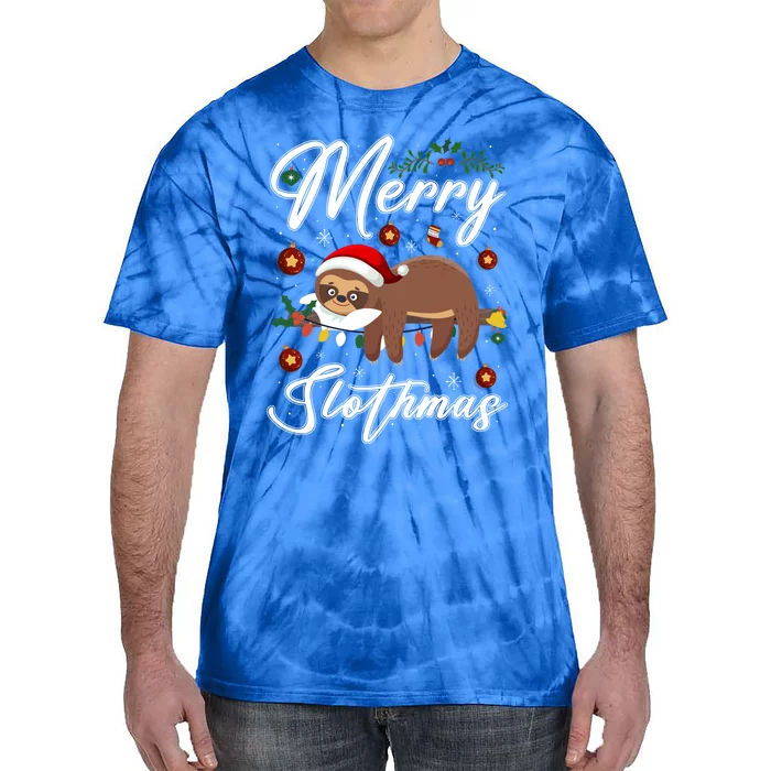 Merry Slothmas Christmas Pajama For Sloth Lovers Gift Tie-Dye T-Shirt