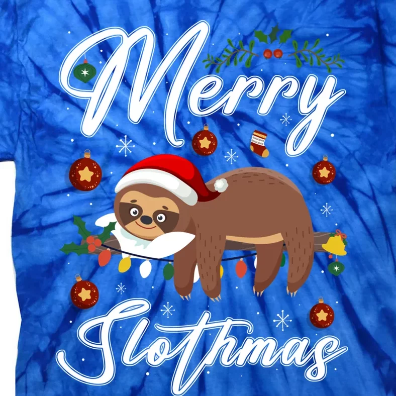 Merry Slothmas Christmas Pajama For Sloth Lovers Gift Tie-Dye T-Shirt