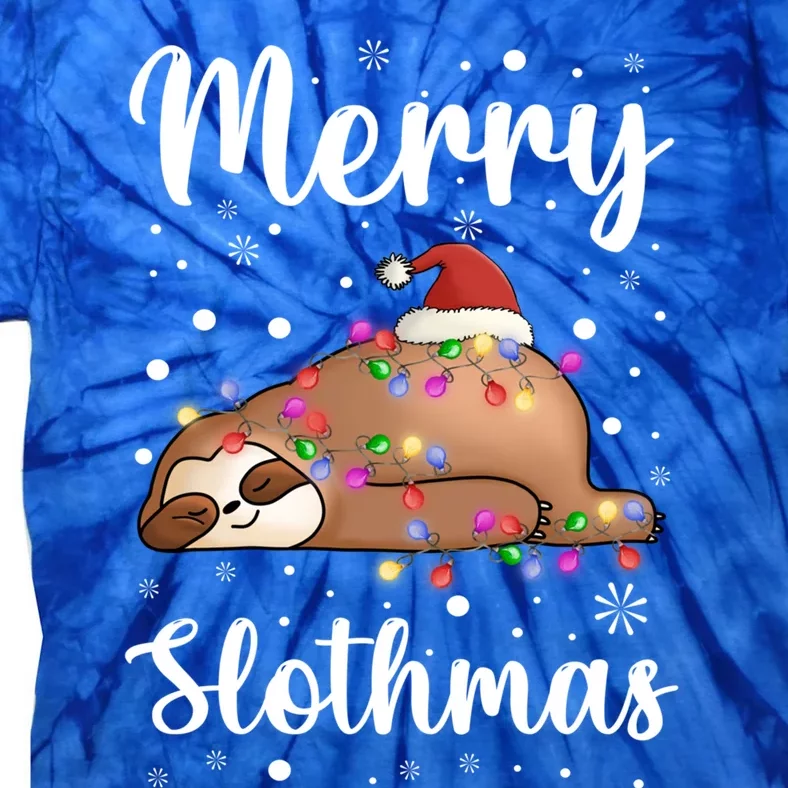 Merry Slothmas Christmas Pajama For Sloth Santa Lovers Great Gift Tie-Dye T-Shirt