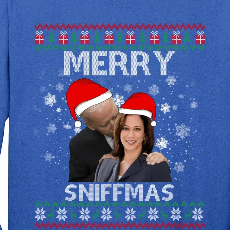 Merry Sniffmas Christmas Anti Biden Kamala Ugly Xmas Sweater Funny Gift Tall Long Sleeve T-Shirt