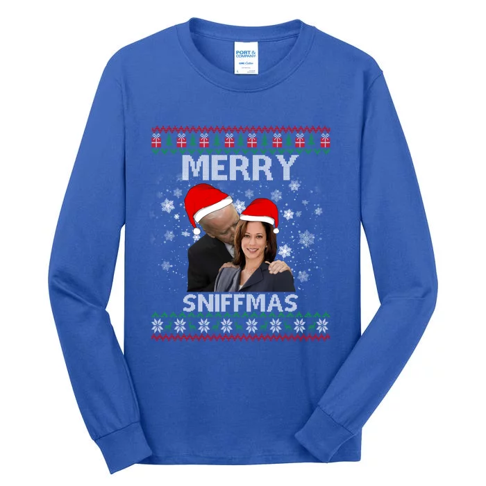 Merry Sniffmas Christmas Anti Biden Kamala Ugly Xmas Sweater Funny Gift Tall Long Sleeve T-Shirt