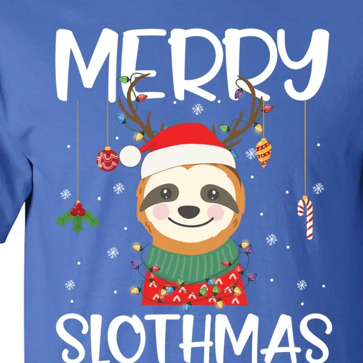 Merry Slothmas Christmas Pajama Gift Funny Sloth Lovers Gift Tall T-Shirt