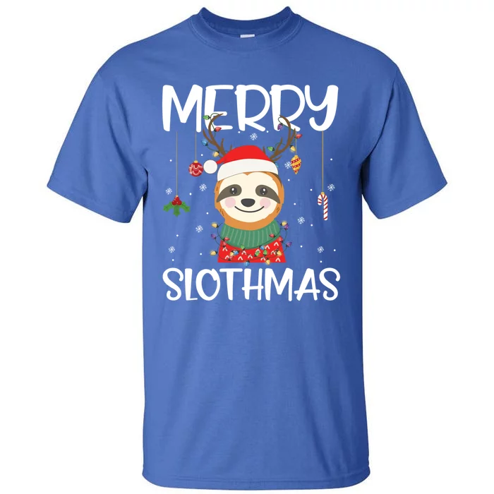 Merry Slothmas Christmas Pajama Gift Funny Sloth Lovers Gift Tall T-Shirt