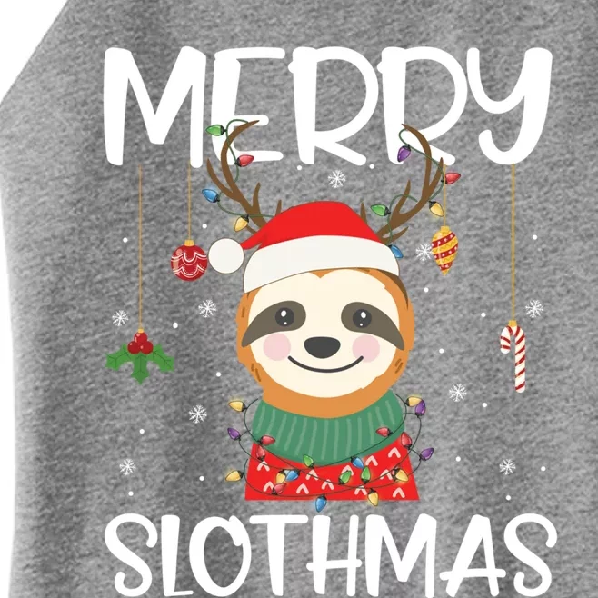 Merry Slothmas Christmas Pajama Gift Funny Sloth Lovers Gift Women’s Perfect Tri Rocker Tank