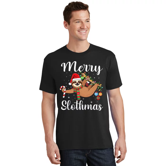 Merry Slothmas cute Xmas sloth Santa sloth Christmas sloth T-Shirt