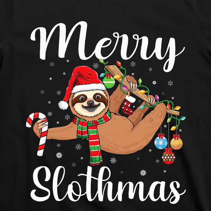 Merry Slothmas cute Xmas sloth Santa sloth Christmas sloth T-Shirt