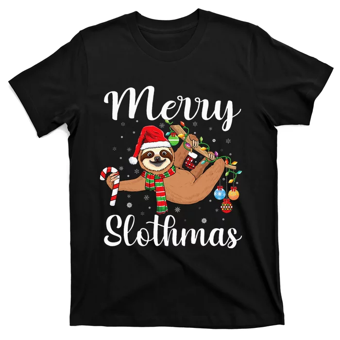 Merry Slothmas cute Xmas sloth Santa sloth Christmas sloth T-Shirt