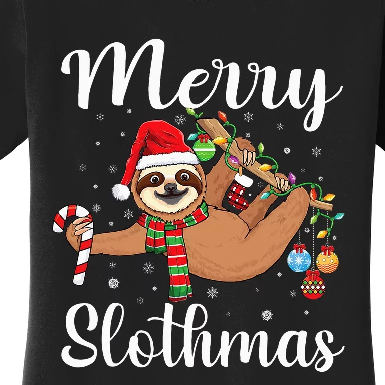 Merry Slothmas cute Xmas sloth Santa sloth Christmas sloth Women's T-Shirt