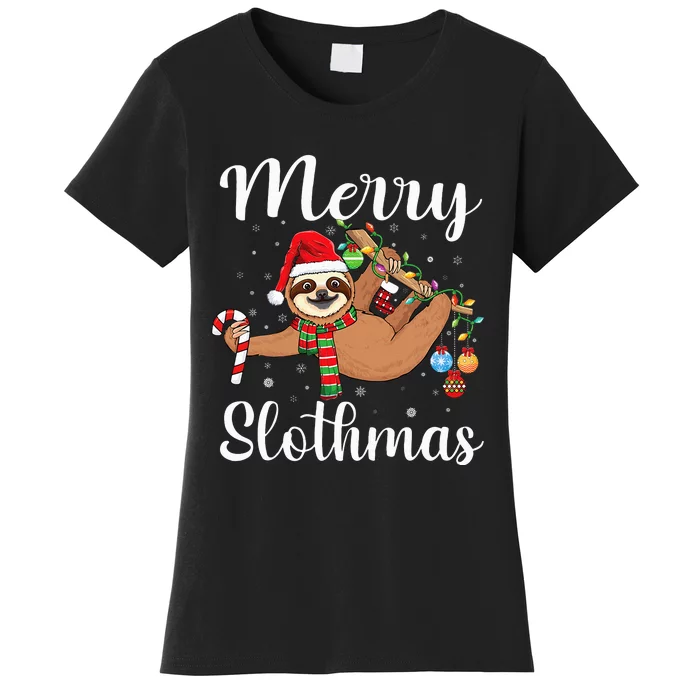 Merry Slothmas cute Xmas sloth Santa sloth Christmas sloth Women's T-Shirt