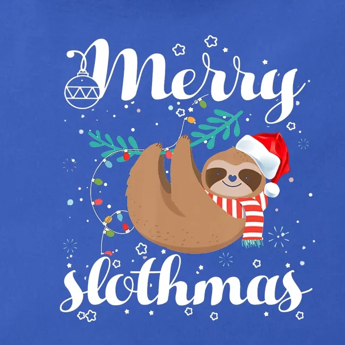 Merry Slothmas Christmas Pajama Sloth Lovers Gift Zip Tote Bag