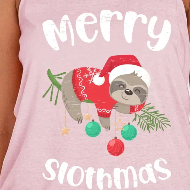 Merry Slothmas Christmas Pajama Xmas Christmas Cool Gift Women's Knotted Racerback Tank