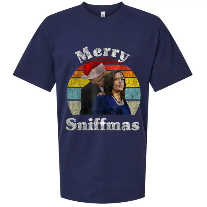 Merry Sniffmas Christmas Anti Biden Ugly Christmas Sweater Sueded Cloud Jersey T-Shirt