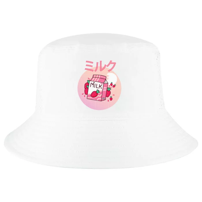 Milk Shake Carton Funny Japanese Kawaii Strawberry Retro 90s Cool Comfort Performance Bucket Hat