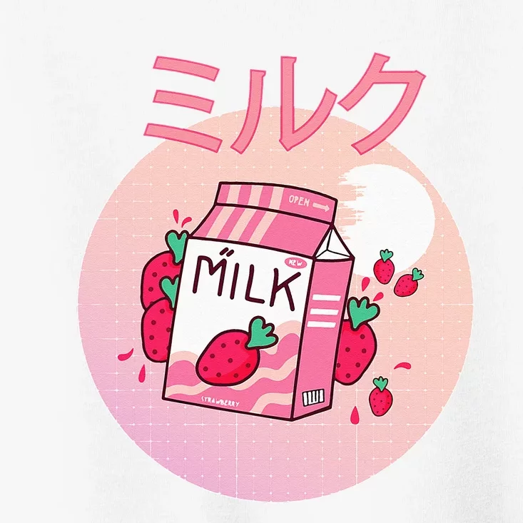 Milk Shake Carton Funny Japanese Kawaii Strawberry Retro 90s Toddler T-Shirt