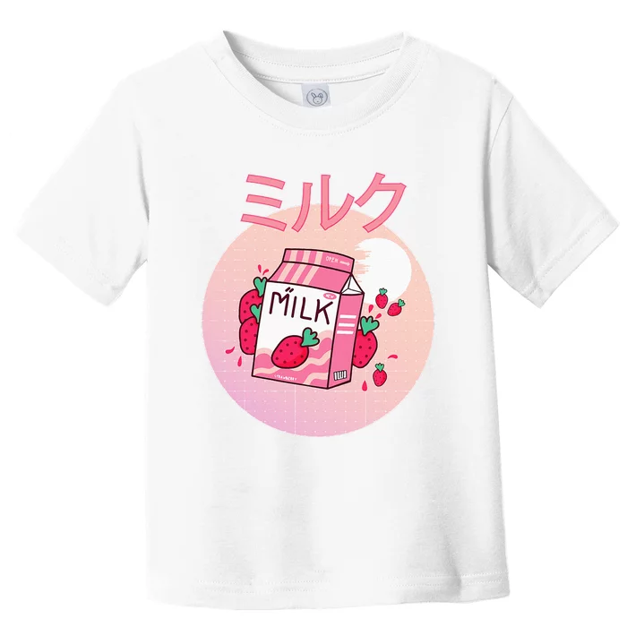 Milk Shake Carton Funny Japanese Kawaii Strawberry Retro 90s Toddler T-Shirt