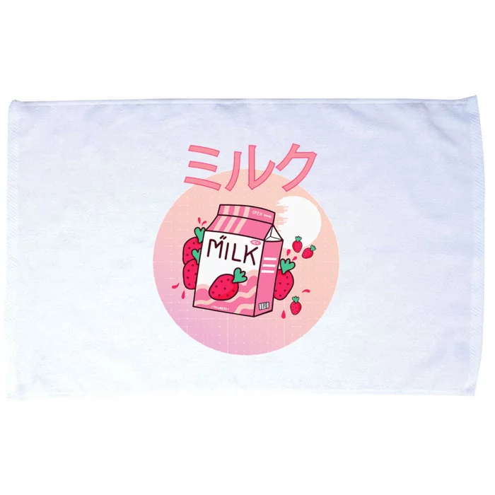 Milk Shake Carton Funny Japanese Kawaii Strawberry Retro 90s Microfiber Hand Towel