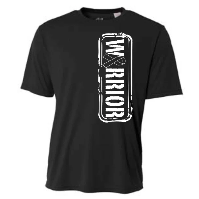 Melanoma Skin Cancer Awareness Military Warrior Ribbon Cooling Performance Crew T-Shirt