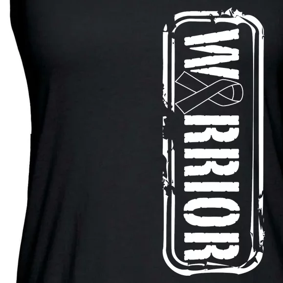 Melanoma Skin Cancer Awareness Military Warrior Ribbon Ladies Essential Flowy Tank