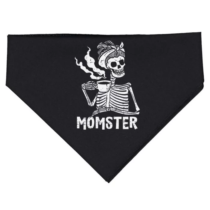 Momster Skeleton Coffee Funny Halloween Mom Mama USA-Made Doggie Bandana