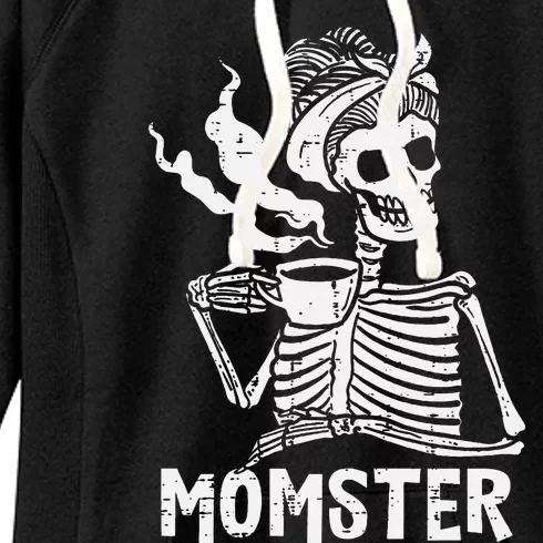 Momster Skeleton Coffee Funny Halloween Mom Mama Women's Fleece Hoodie