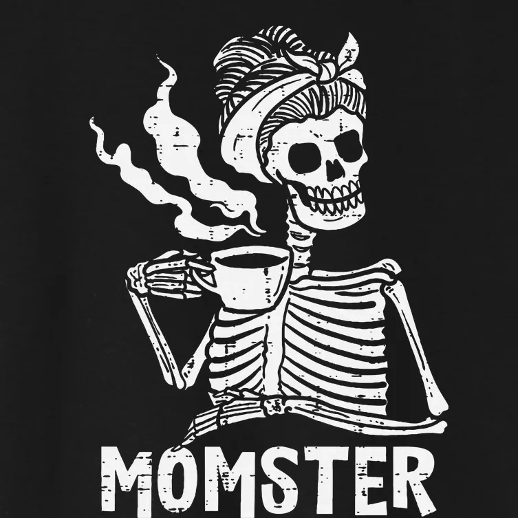 Momster Skeleton Coffee Funny Halloween Mom Mama Women's Crop Top Tee