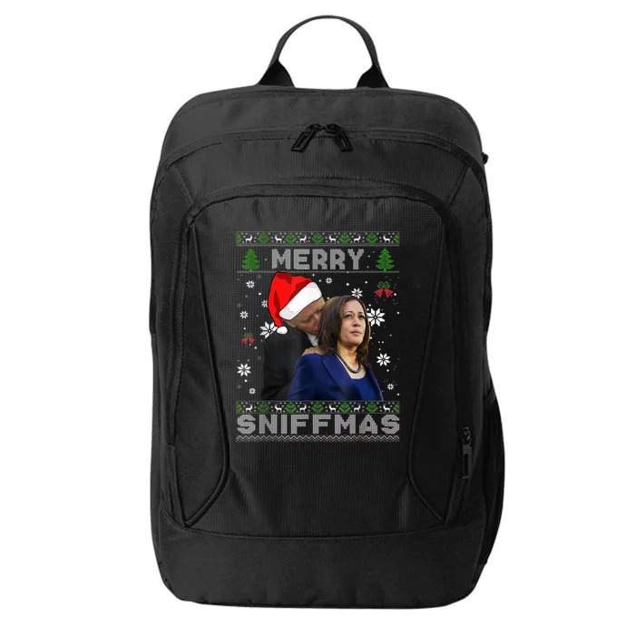 Merry Sniffmas Christmas Anti Biden Ugly Christmas Sweater City Backpack